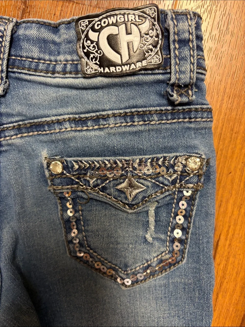 Cowgirl Hardware Girls Flared Western Embellished Jeans Size 5